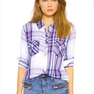 Rails Carmen Plaid Button Down Double Pocket Shirt Medium